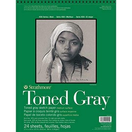 Strathmore Toned Sketch Paper Pad 28cm x 36cm -36kg Grey 24 Sheets