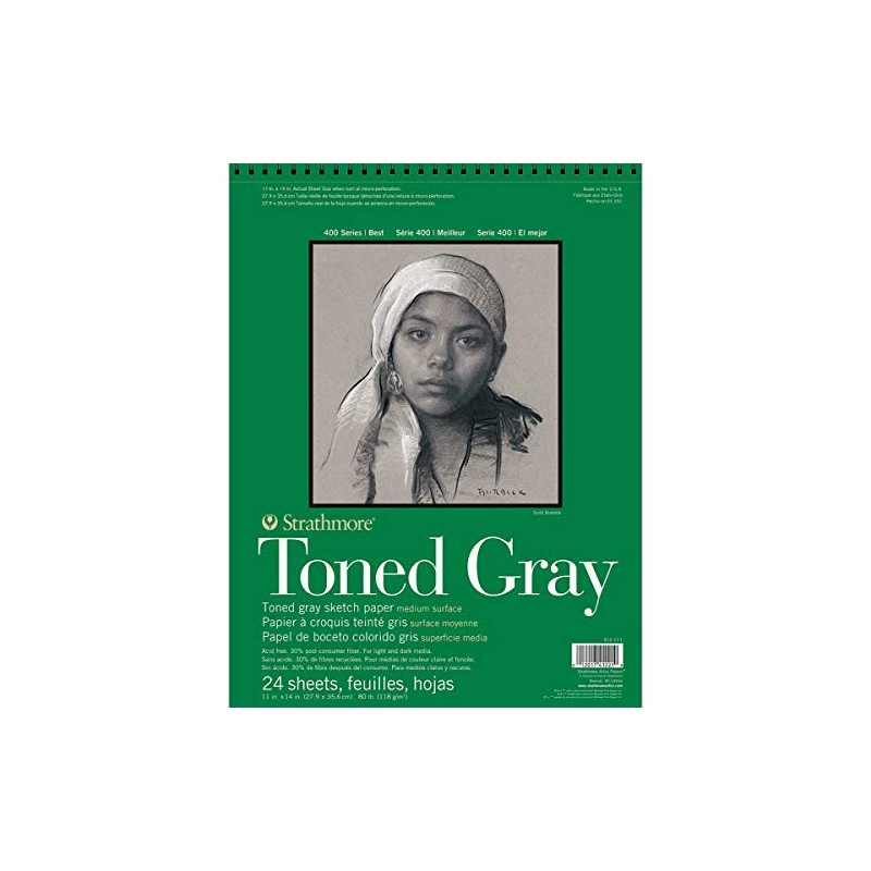Strathmore Toned Sketch Paper Pad 28cm x 36cm -36kg Grey