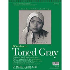 Strathmore Toned Sketch Paper Pad 28cm x 36cm -36kg Grey 24 Sheets