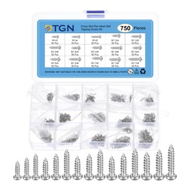 DTGN Carbon Steel Nickel-Plated Mini Screw Kit Phillips Pan Head Micro Screws Self-Tapping Mini Electronic Screws Assortment Kit,Silver(Size:M1x3-M1.7x8-750pcs)