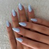 Uñas postizas cortas almendradas Chrome Baby Blue, uñas postizas de