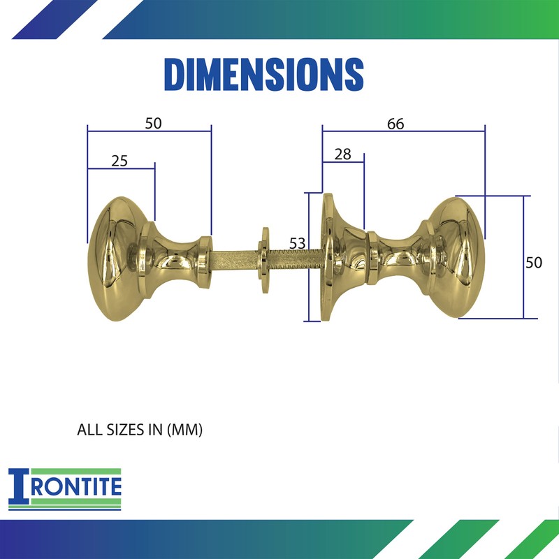 IRONTITE® Polished Brass Rim Door Knobs for Interior Doors, Solid
