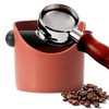 POPOYU Coffee Knock Box,Mini Espresso Knock Box,Red Coffee Grounds Container