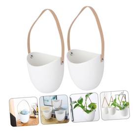 COLLBATH 2 Pcs Indoor Planter with Ceramic Pots and Rope Hangers Ideal for Indoor Plant Display Decorative Baskets for Decor