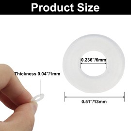 OSVJE 100 Pack 1/4" ID x 1/2" OD Clear Nylon Flat Washer, 1mm Thickness Replacement Gasket Nylon Round Washer Spacer for Faucet Plastic Gasket/Pipe Water Hose (M6 x 13mm x 1mm)