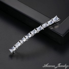 Hairpin Stone Silver Hair Accessory 1 Piece Zirconia Glitter Cute Women's (B)