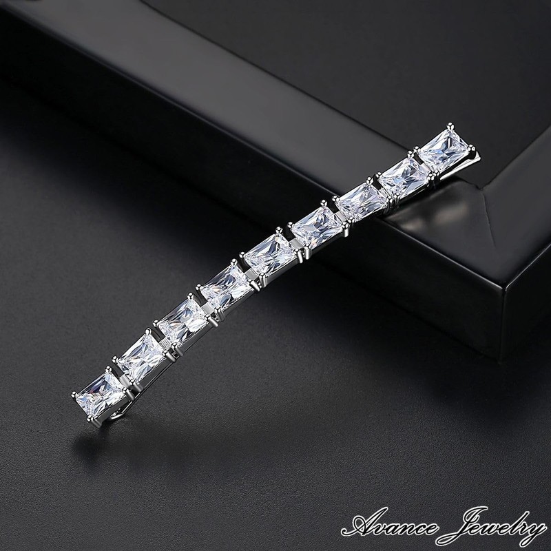 Hairpin Stone Silver Hair Accessory 1 Piece Zirconia Glitter Cute
