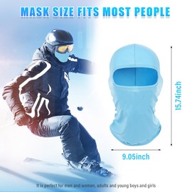 Kewucn Balaclava Ski Mask Full Face, UV & Wind Protection Face Mask for Summer Hot Weather, Breathable & Lightweight Balaclava Face Mask Cycling Motorcycle for Men Women (Light Blue)