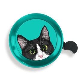 WIRESTER Green Aluminum Round Bike Bell, Classic Ring Bicycle Bell, Bike Accessories Bell Ring for Adults Kids Girls Boys - Black White Tuxedo Cat