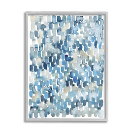 Stupell Industries Coastal Tile Abstract Soft Blue Beige Shapes, Designed by Grace Popp Grey Framed Wall Art, 16 x 20