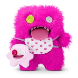 Fuggler Mini Rascals 9-inch Assortment Series 1 (Double Trouble) (Oogah Boogah (Pink - Long Pile) by ZURU, Funny Ugly Monster Plush Toy