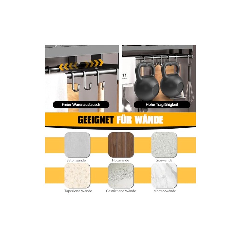 Spice Rack with Spice Boxes, Kitchen Shelf Wall with Kitchen