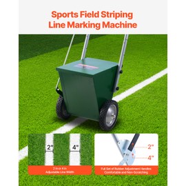 VEVOR 25 lbs Dry Line Marker for Baseball & Softball, Adjustable 2 or 4 Inch Chalk Line Machine, Wheeled with Rubber Handle, Large Powder Capacity, Green