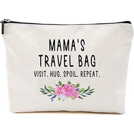 Mama Travel Bag - Mama Gift - Grandma Makeup Bag - Birthday Gift Mama - Mother Day Gift - Travel Cosmetic Bag From Children, White, 7”x9.8”