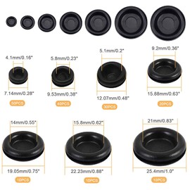 Litensh 170 Piece Rubber Grommets Set, 7 Sizes Rubber Plugs, Washers Rubber Grommets Sealing Plugs Blanking Plugs for Cable Feeding Rubber Openings Machines