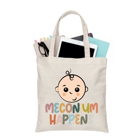 PLITI Midwife Tote Bag Funny NICU Nurse Canvas Handbag Labor And Delivery Nurse Gift Meconium Happens L And D Pun Gift (L&D happens TGU)