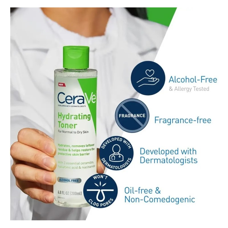 Cerave Tónico Facial Hydrating Toner Sin Alcohol ácido Hialurónico 25+