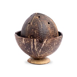 HOME INFINIX Handmade Coconut Shell DHOOP Stand – Eco-Friendly Natural Incense Holder Charcoal/Cone Burner, Sage Stand, Palo Santo Holder, Ash Catcher for Aromatherapy, Meditation, Yoga, Spiritual