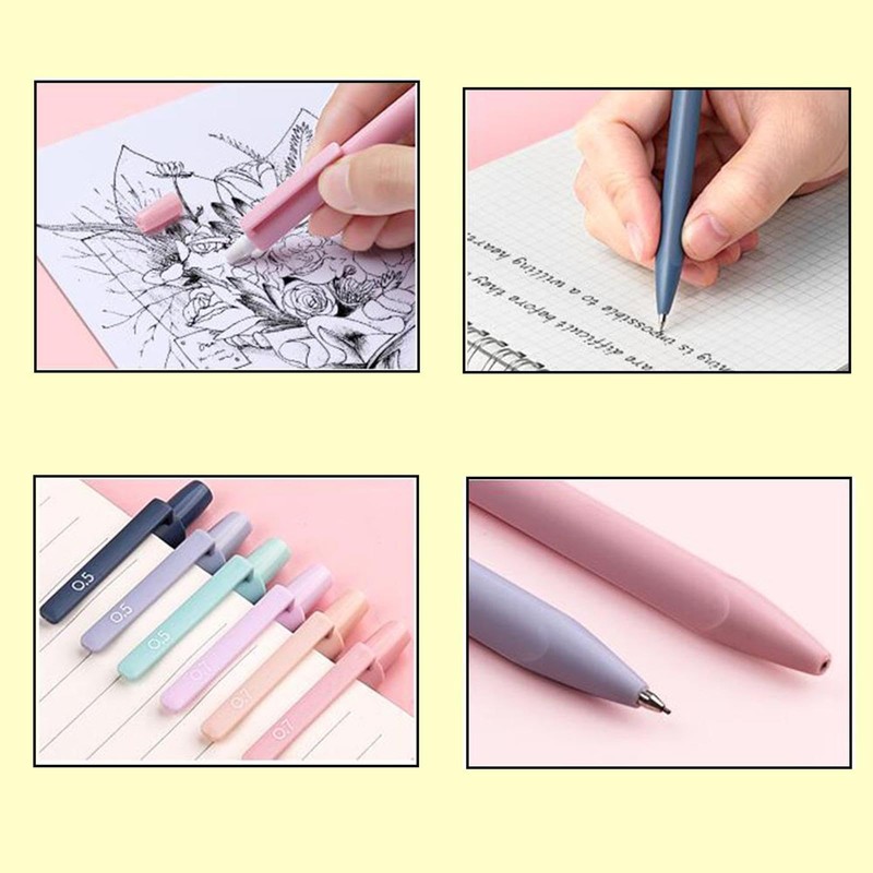 SEIWEI 6Pcs Pastel Pencils Set Triangle Bar Mechanical Pencils Retractable