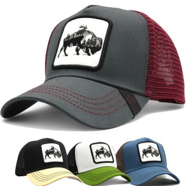 Gorra de Hombre Beisbol Visera Curva Parche Animales Trucker Camionero Malla Transpirable Ajustable y Juvenil para Deportes Aire Libre, Regalo Unisex, Accesorio Moda (MX/US, Alfa, Talla única, ROJO)