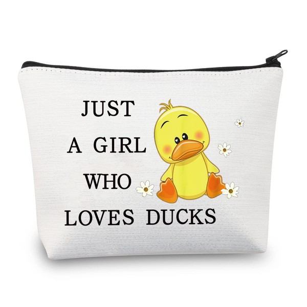 LEVLO Funny Duck Cosmetic Bag, Animal Lover Gift, Just A Girl Who Loves Ducks Makeup Bag with Zipper, Gift for Women and Girls, Who loves ducks, Cosmetic bag