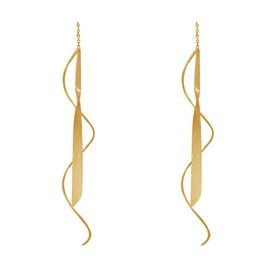 LES POULETTES BIJOUX - Sterling Silver Spiral Earrings and Brushed Silver Twisted Blades - Gold, Sterling silver