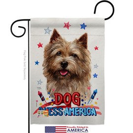 Breeze Decor Patriotic Norwich Terrier Garden Flag Set with Stand Animals Dog Puppy Spoiled Paw Canine Fur Pet Nature Farm Animal Creature Small Gift Yard House Banner Made in USA 13 X 18.5