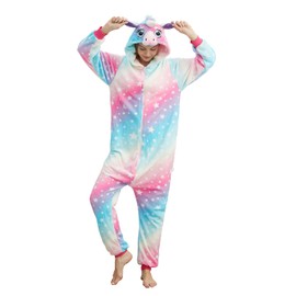 Xiqupjs Unicorn Onesie Cosplay Costume Adult Hallooween Pajamas Starry Sky Large