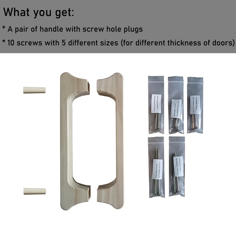 NUIBY Large Wooden Door Pull Handle, Solid Wood Door Handle