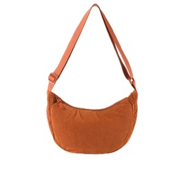 Konxi Damen Halbmond Tasche Umhängetasche Cord Crossbody Moon Bag Cord Crossbody Bag Damen Hobo Halfmoon Bag Damen Cord Schultertsche für Arbeit Einkaufen Schule Arbeit Shopping (Orange)