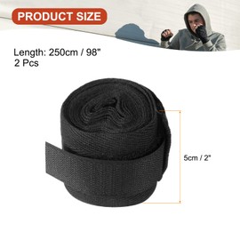 PATIKIL Boxing Hand Wraps, 2 Pcs 98 Inch Length Elastic Boxing Wraps Cotton Fist Mitts Wrist Straps Protection for Muay Thai Martial Arts Kickboxing Bandages, Black