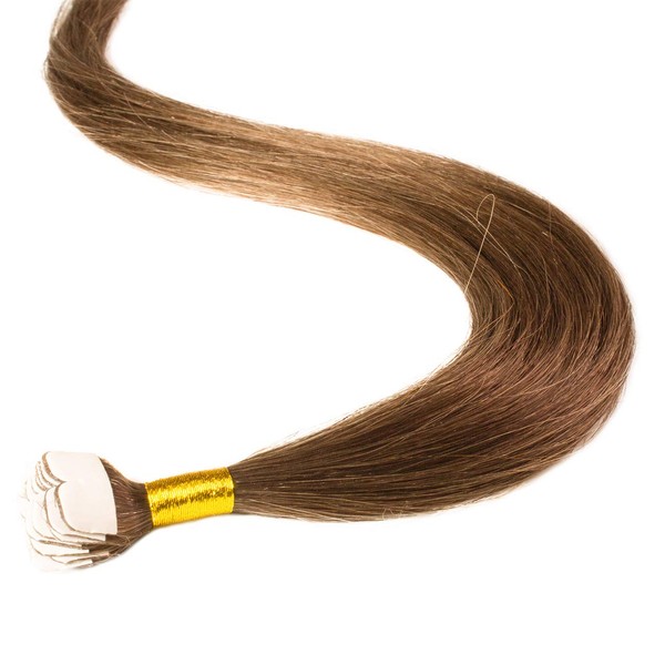 hair2heart Premium Mini Tape Extensions Real Hair - 36 Tapes 60 cm 8/03 Light Blonde Natural Gold
