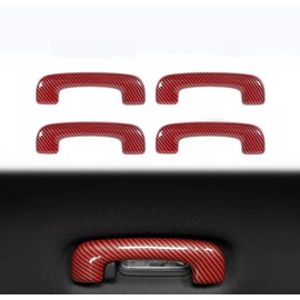 Voodonala for Charger Roof Top Handle Roof Grab Handle Cover Trim for 2015-2024 Dodge Charger Interior Accessories, ABS Red/Black Fiber 4pcs