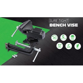 Wedge Guys Bench Vise w/Quick Release & Swivel + Removable Workbench Clamp, Rubber Clamp to Regrip Golf Clubs & More