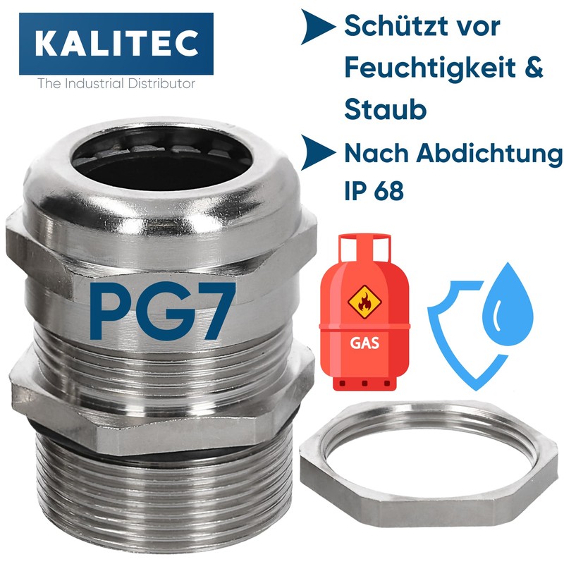 Kalitec PG7 Cable Gland Brass 2.5-6.5 mm Clamping Range I
