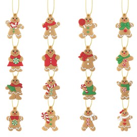 LUTER 16pcs Gingerman Ornaments PVC Gingerbread Dolls Adorable Cookie Man Hanging Pendants for Christmas Tree Decor, Holiday Decoration Supplies (38×27mm/1.5×1.0 inch)