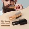 Fhandong Double-Sided Men's Beard Brush, 2-Pack, Black, Detangles & Styles