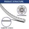hannger 3/16 Stainless Steel Cable, 100ft Wire Rope, 7X 19