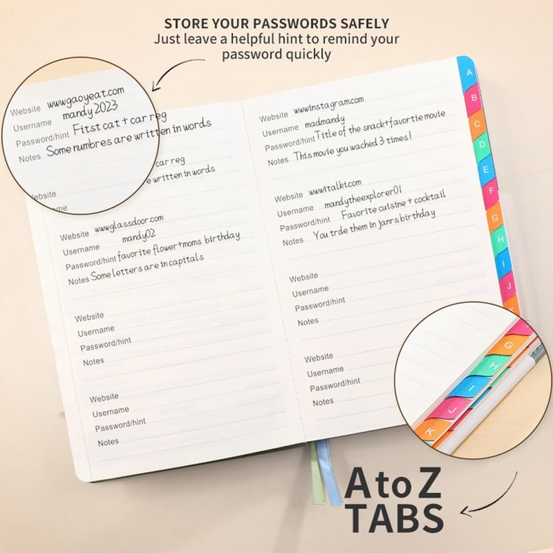 Cikoopul Password Keeper Book with Alphabetical Tabs for Seniors, Password