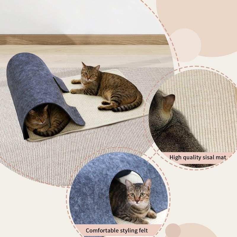 MEOWSAN Felt Cat Scratching Pad & Tunnel Sisal Mat Combo