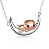 URONE Penguin/Wolf/Pig/Fox/Sloth/Cat/Elephant Necklace 925 Sterling Silver Animal Pendant Jewellery Gifts
