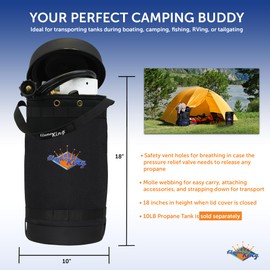 Flame King GH10-RBH Gas Hauler Kit-Insulated Protective Carry Case for 10LB Propane Tank Plus Adapter Hose, Black