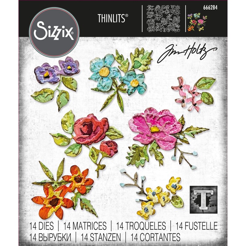 Thinlits 14 Piece Brush Stroke Flower Mini Die Set by