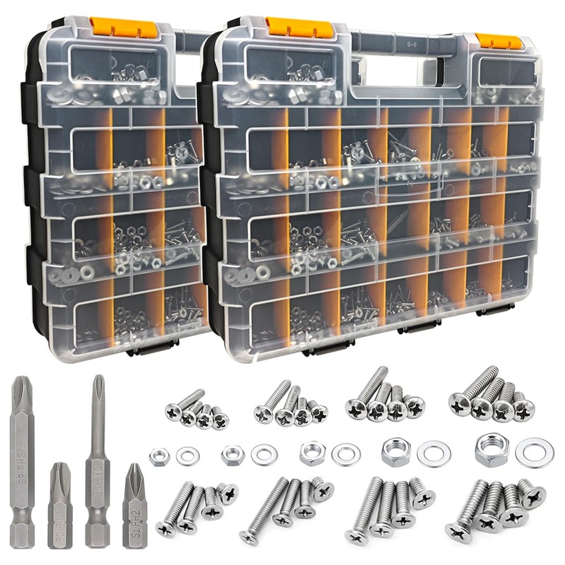 1609 PCS Machine Screws Assortment Kit, 304 Stainless Steel Nuts
