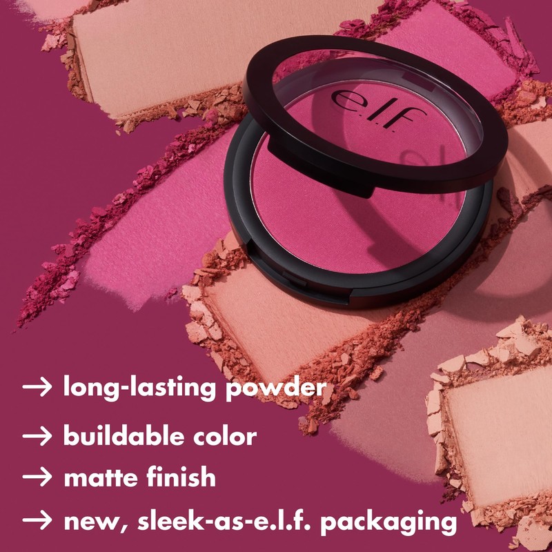 e.l.f. Primer-Infused Matte Blush, Long-Lasting, Lightweight & Buildable Powder Blush,