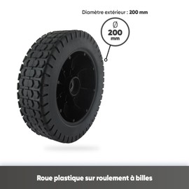 GREENSTAR - Complete Wheel + Wheel Trim Suitable for Honda Lawnmowers - Plastic Wheel with Ball Bearing - Outer Diameter 200 mm/Axle Diameter 12.75 mm, Black