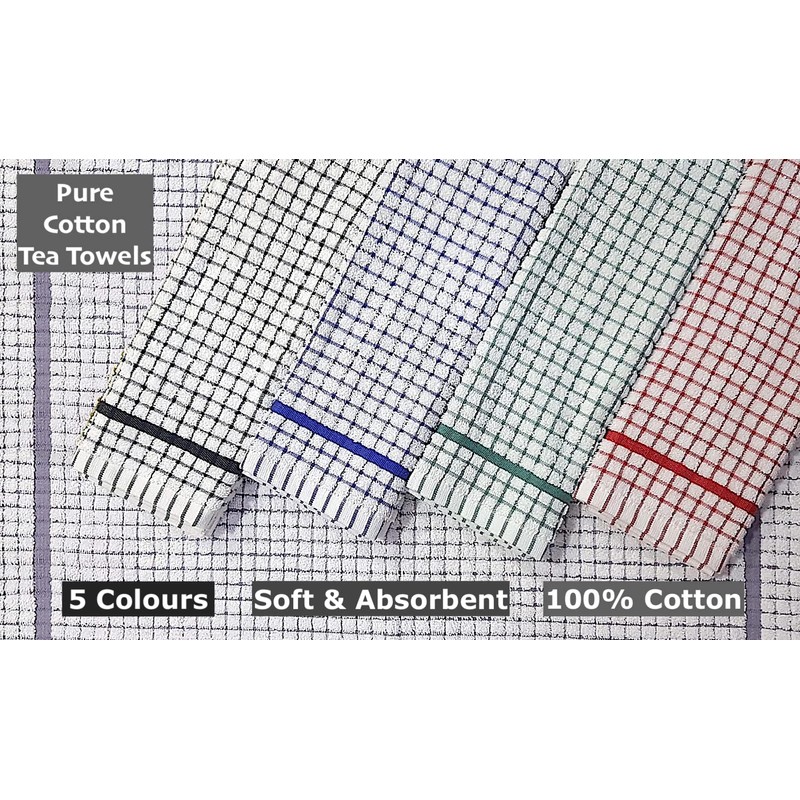 A & B TRADERS 100% Cotton Terry Towelling Tea Towels