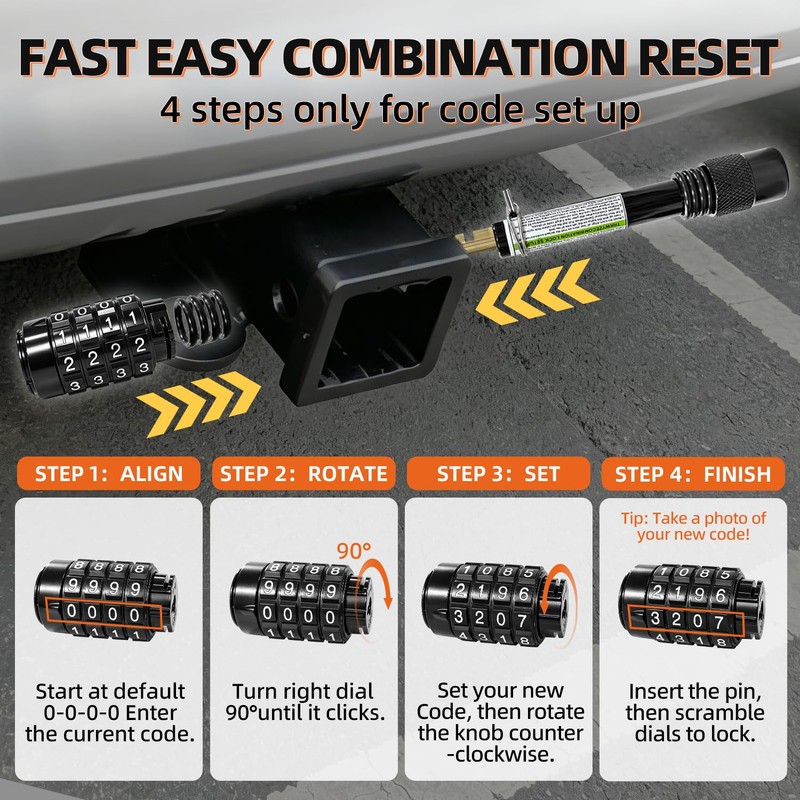 LogicTwist Combination Lock Trailer Hitch Pin for Truck RV Boat,