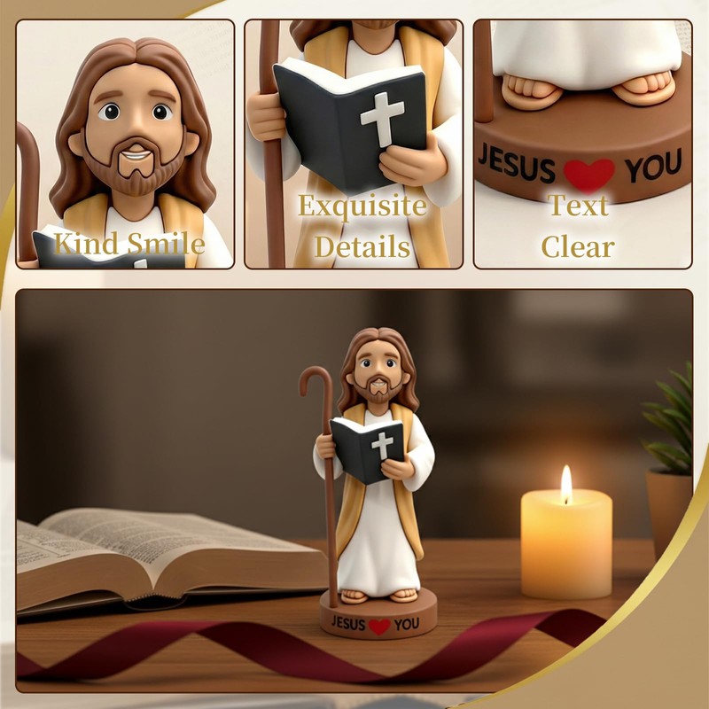 Framad 4" Big Jesus Figures, Large Jesus Loves You Car