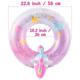 WATINC Pool Inflatables for Kids Unicorn Swimming Pool Float Pool Ring with Glitters Summer Holiday Outdoor Beach Water Party Toys Float Inflatable Pool Swimming Ring for Children Toddles
